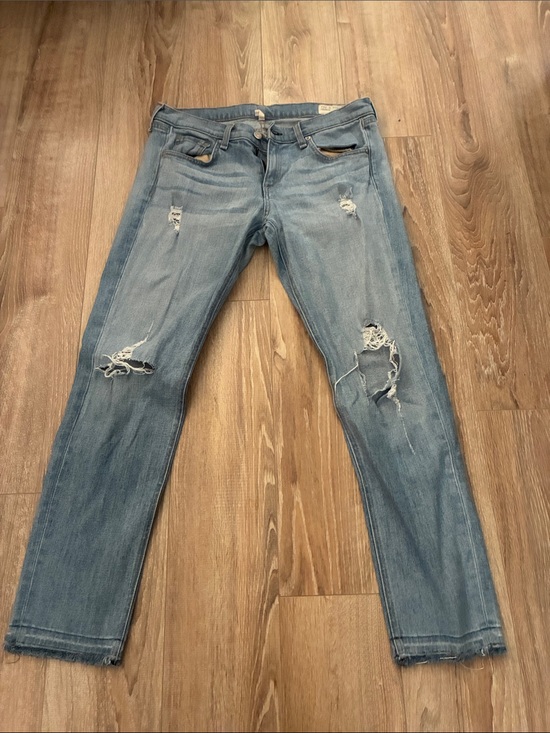rag & bone Pants - rag & bone Distressed Light Blue Denim Jeans